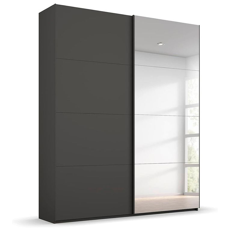 Beluga Extra Sliding Wardrobe - 137cm - 2 Door - Mirror - Graphite