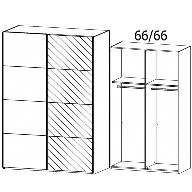 Beluga Extra Sliding Wardrobe - 137cm - 2 Door - Mirror - Graphite