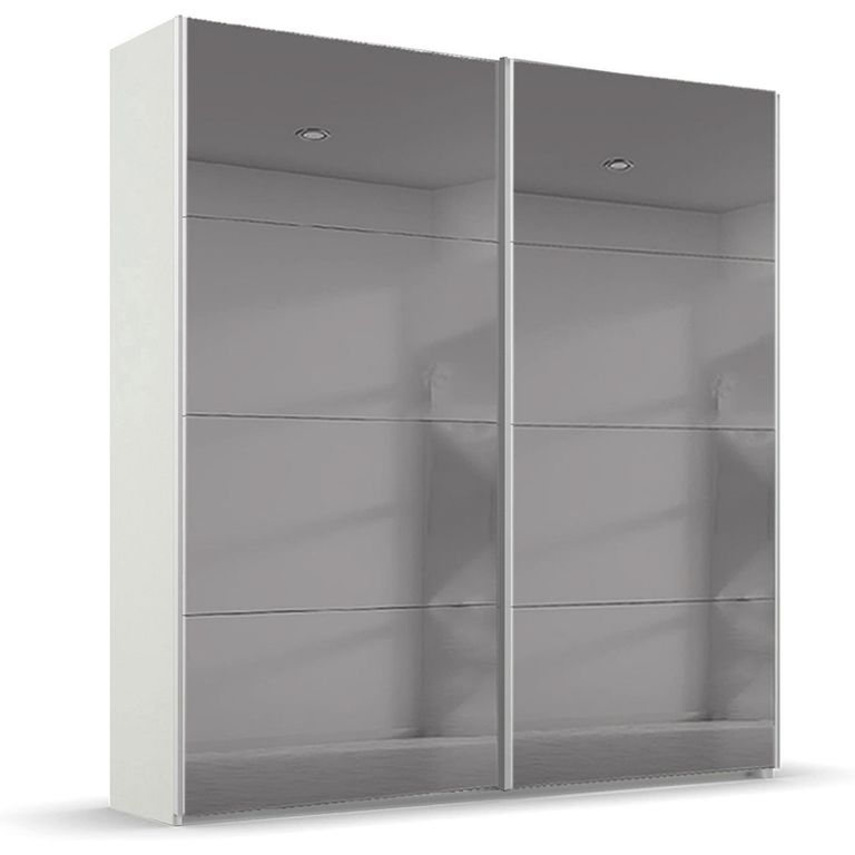 Rauch Beluga Extra 181cm 2 Door Sliding Grey Mirrored Wardrobe - Alpine White