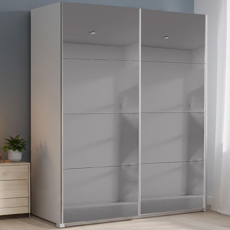 Rauch Beluga Extra 181cm 2 Door Sliding Grey Mirrored Wardrobe - Alpine White