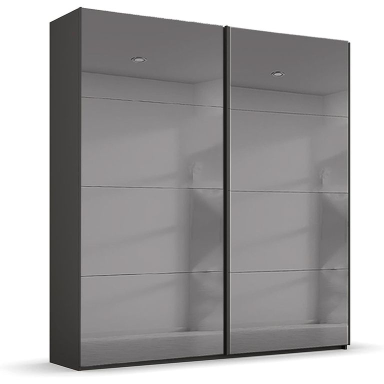 Rauch Beluga Extra 181cm 2 Door Sliding Grey Mirrored Wardrobe - Graphite