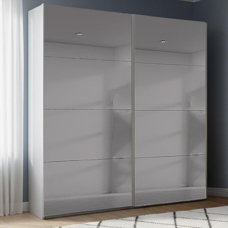 Rauch Beluga Extra 181cm 2 Door Sliding Grey Mirrored Wardrobe - Silk Grey