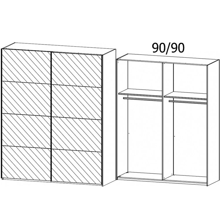 Beluga Extra Sliding Wardrobe - 181cm - 2 Door - Mirrored - Silk Grey