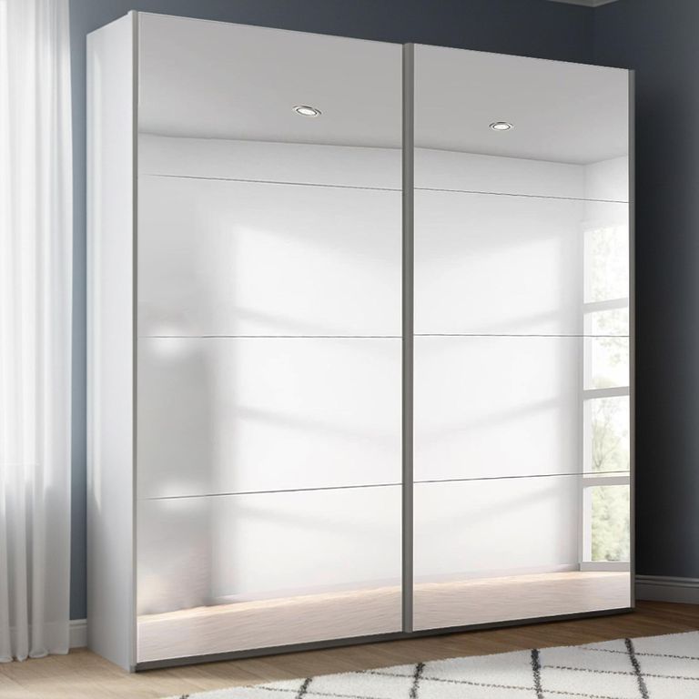 Beluga Extra Sliding Wardrobe - 181cm - 2 Door - Mirrored - Silk Grey