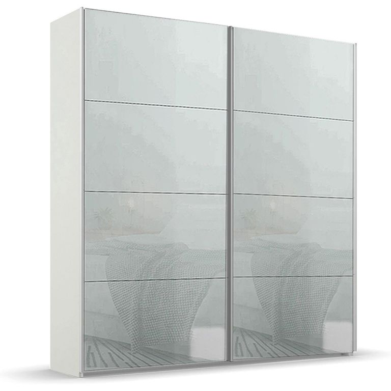 Rauch Beluga Extra 181cm 2 Door Sliding Wardrobe - Alpine White and Silk Grey Glass