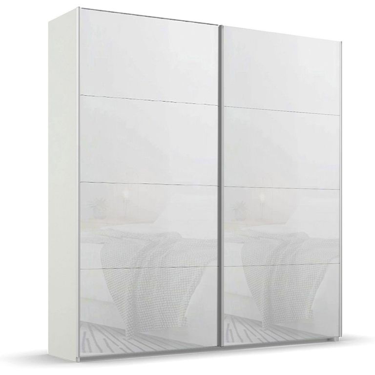 Rauch Beluga Extra 181cm 2 Door Sliding Wardrobe - Alpine White and White Glass