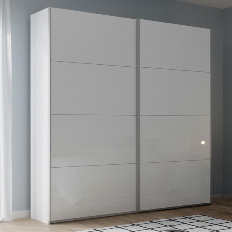 Beluga Extra Sliding Wardrobe - 181cm - 2 Door - Alpine White & White High Gloss