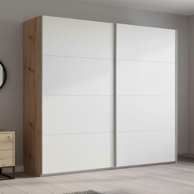 Beluga Extra Sliding Wardrobe - 181cm - 2 Door - Artisan Oak & Alpine White