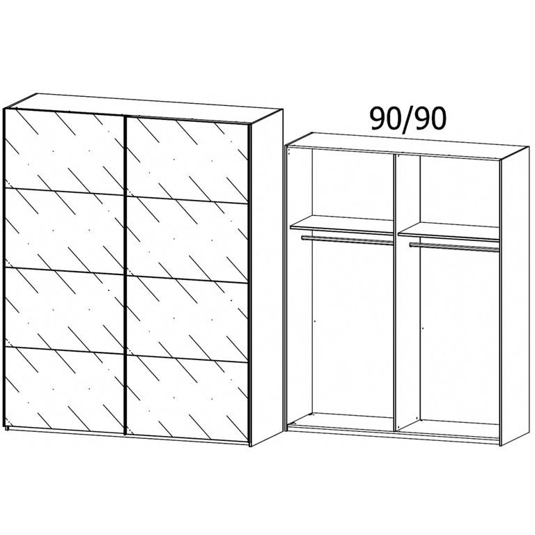 Rauch Beluga Extra 181cm 2 Door Sliding Wardrobe - Artisan Oak and Basalt Glass