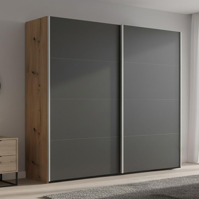 Beluga Extra Sliding Wardrobe - 181cm - 2 Door - Artisan Oak & Graphite