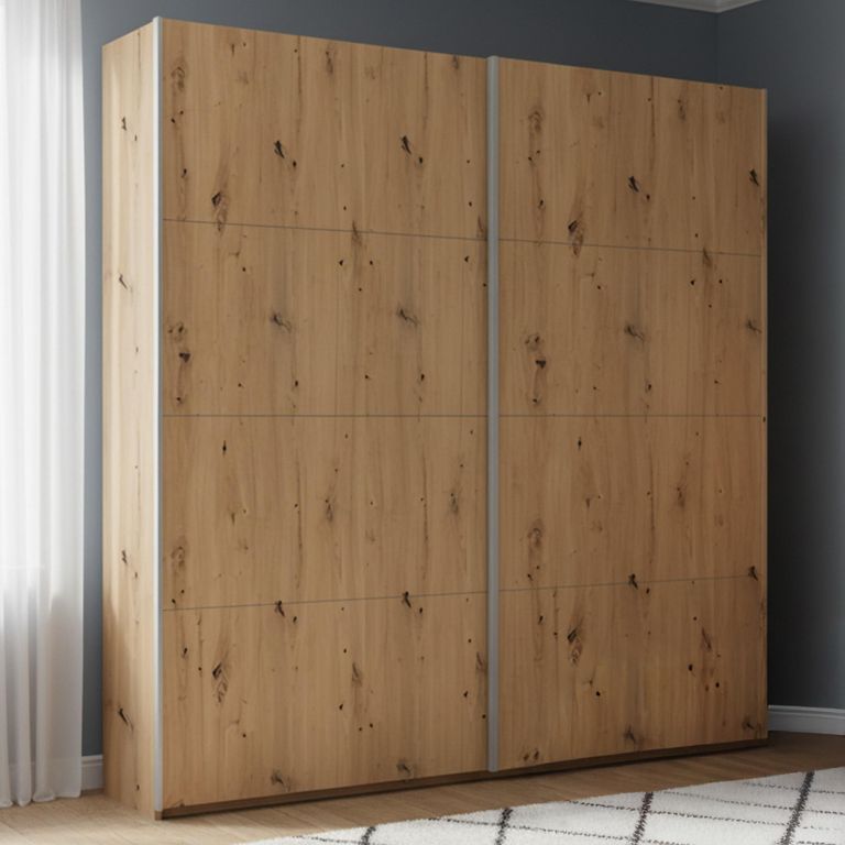 Beluga Extra Sliding Wardrobe - 181cm - 2 Door - Artisan Oak