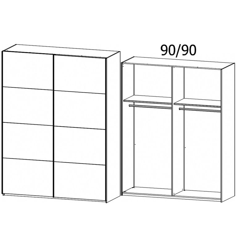 Beluga Extra Sliding Wardrobe - 181cm - 2 Door - Graphite