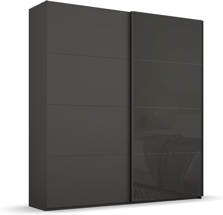 Beluga Extra Sliding Wardrobe - 181cm - 2 Door - Graphite & Basalt Glass Front