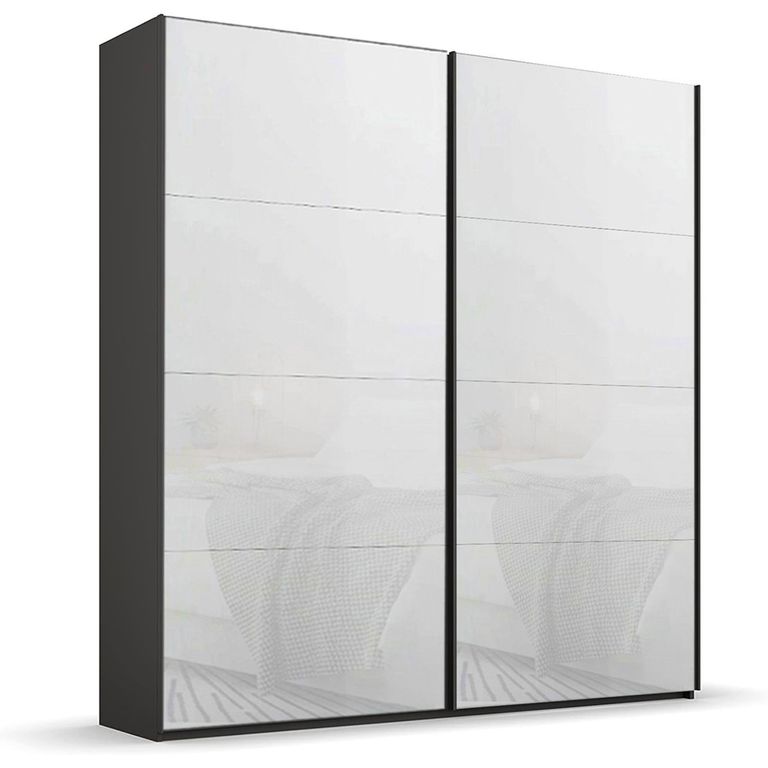 Rauch Beluga Extra 181cm 2 Door Sliding Wardrobe - Graphite and White Glass