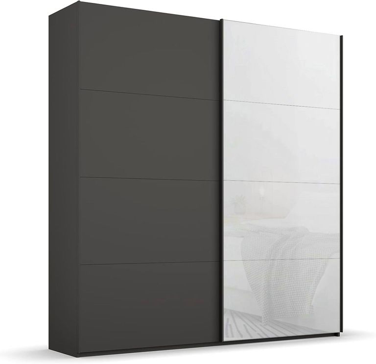 Beluga Extra Sliding Wardrobe - 181cm - 2 Door - Graphite & White Glass Front