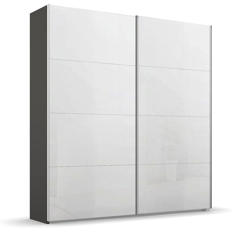 Beluga Extra Sliding Wardrobe - 181cm - 2 Door - Graphite & White High Gloss