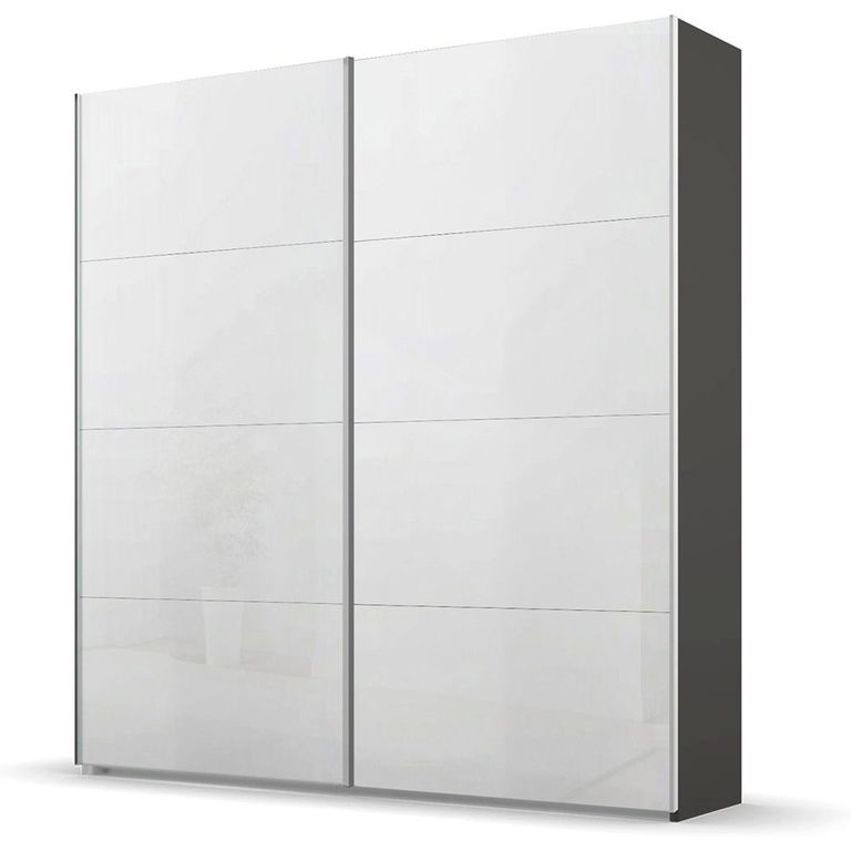Beluga Extra Sliding Wardrobe - 181cm - 2 Door - Graphite & White High Gloss