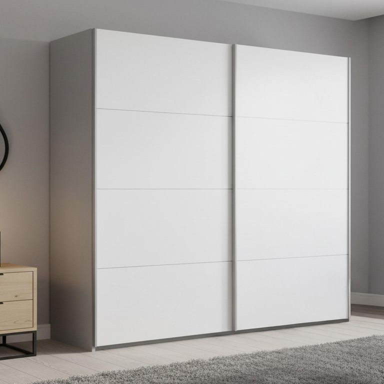 Beluga Extra Sliding Wardrobe - 181cm - 2 Door - Silk Grey & Alpine White