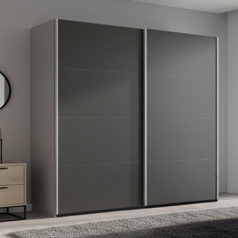 Beluga Extra Sliding Wardrobe - 181cm - 2 Door - Silk Grey & Graphite
