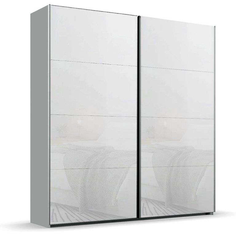 Rauch Beluga Extra 181cm 2 Door Sliding Wardrobe - Silk Grey and White Glass