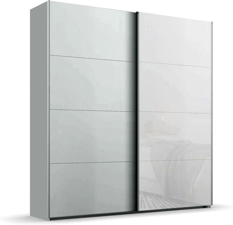 Beluga Extra Sliding Wardrobe - 181cm - 2 Door - Silk Grey & White Glass Front