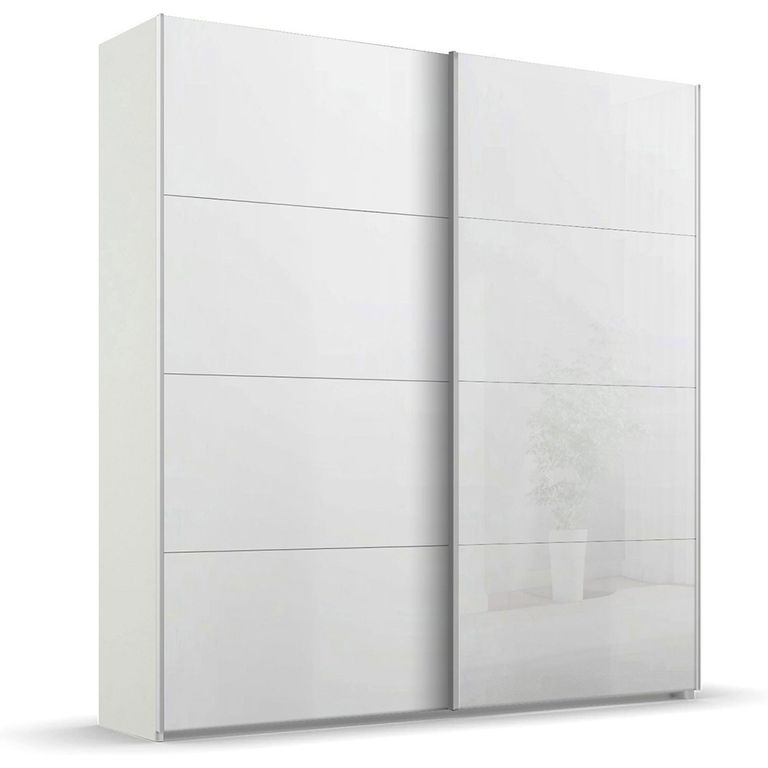 Beluga Extra Sliding Wardrobe - 181cm - 2 Door - White High Gloss & Alpine White Front