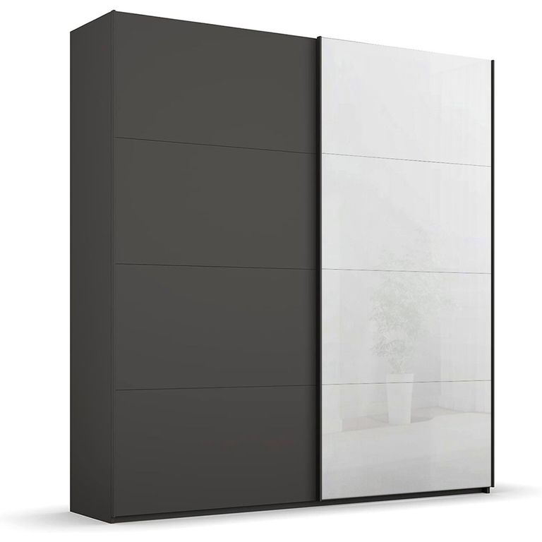 Beluga Extra Sliding Wardrobe - 181cm - 2 Door - White High Gloss & Graphite Front