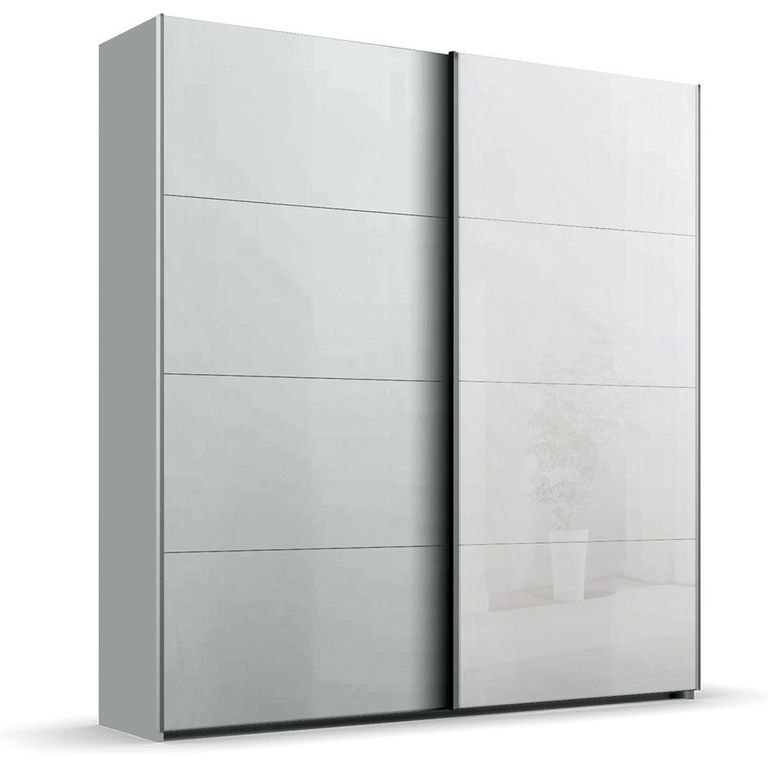Beluga Extra Sliding Wardrobe - 181cm - 2 Door - White High Gloss & Silk Grey Front