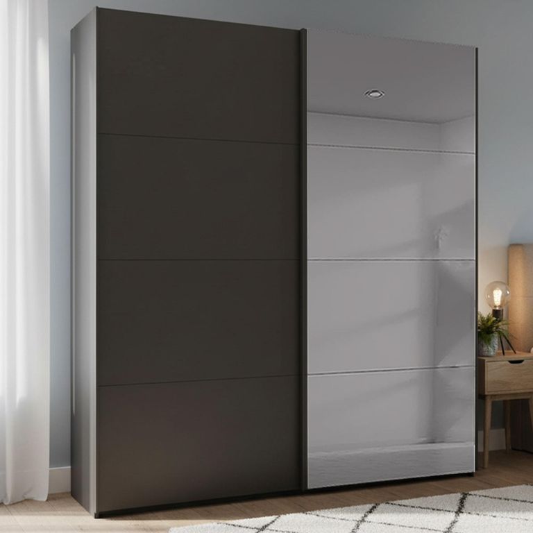 Rauch Beluga Extra 181cm 2 Door Sliding Wardrobe with Grey Mirror - Graphite