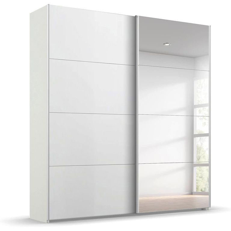Beluga Extra Sliding Wardrobe - 181cm - 2 Door - Mirror - Alpine White