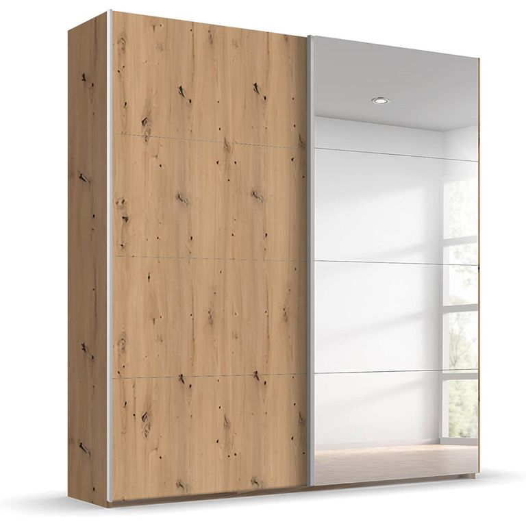 Beluga Extra Sliding Wardrobe - 181cm - 2 Door - Mirror - Artisan Oak