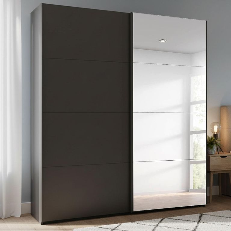 Beluga Extra Sliding Wardrobe - 181cm - 2 Door - Mirror - Graphite