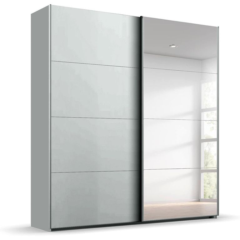 Beluga Extra Sliding Wardrobe - 181cm - 2 Door - Mirror - Silk Grey