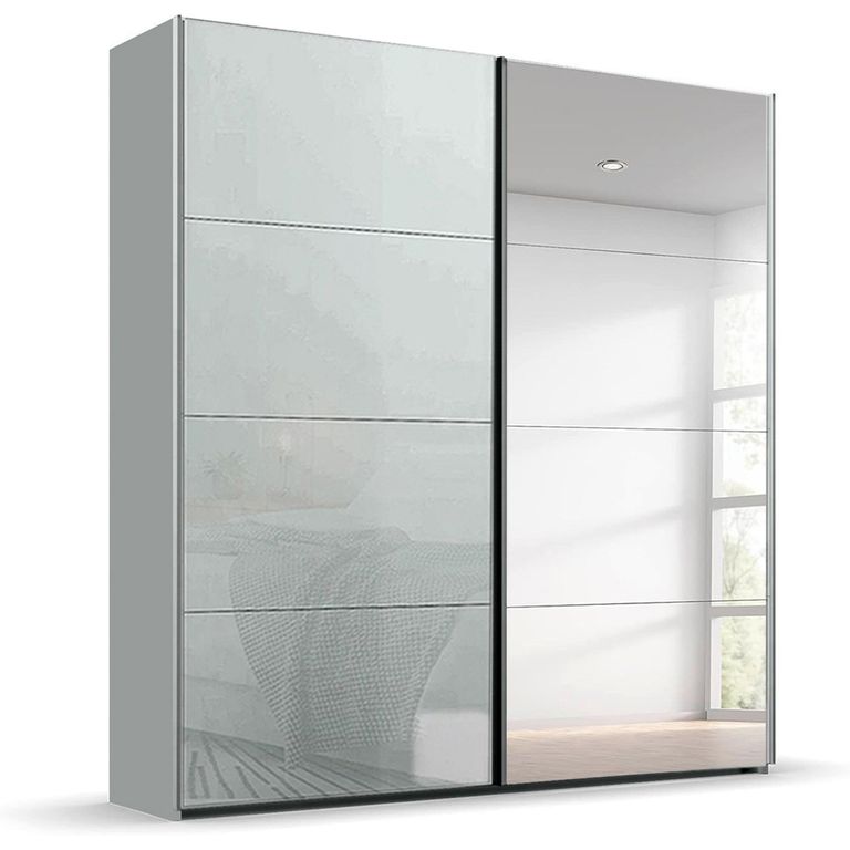 Beluga Extra Sliding Wardrobe - 181cm - 2 Door - Mirror - Silk Grey & Silk Grey Glass