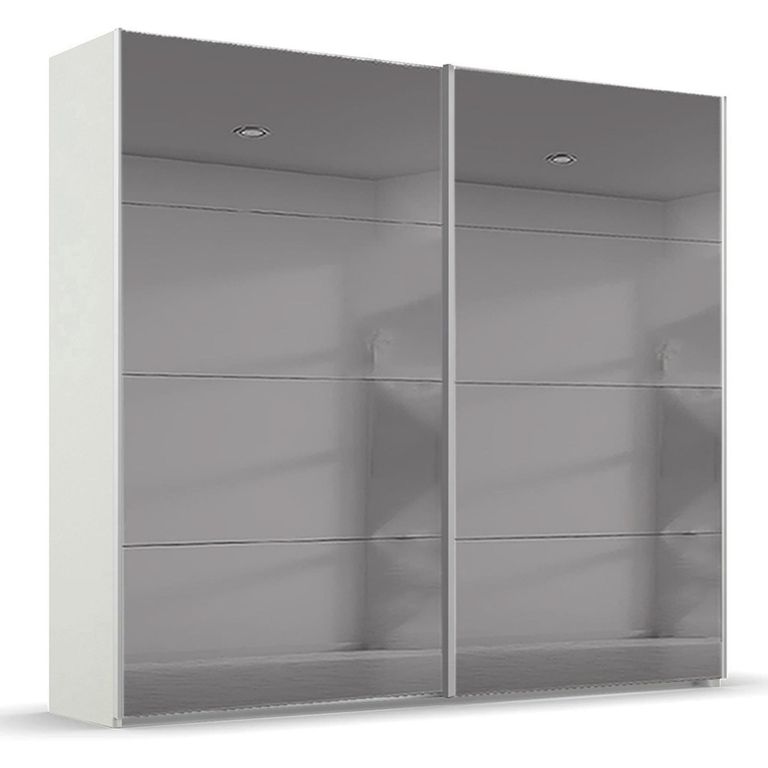 Rauch Beluga Extra 226cm 2 Door Sliding Grey Mirrored Wardrobe - Alpine White