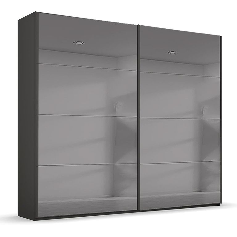 Rauch Beluga Extra 226cm 2 Door Sliding Grey Mirrored Wardrobe - Graphite