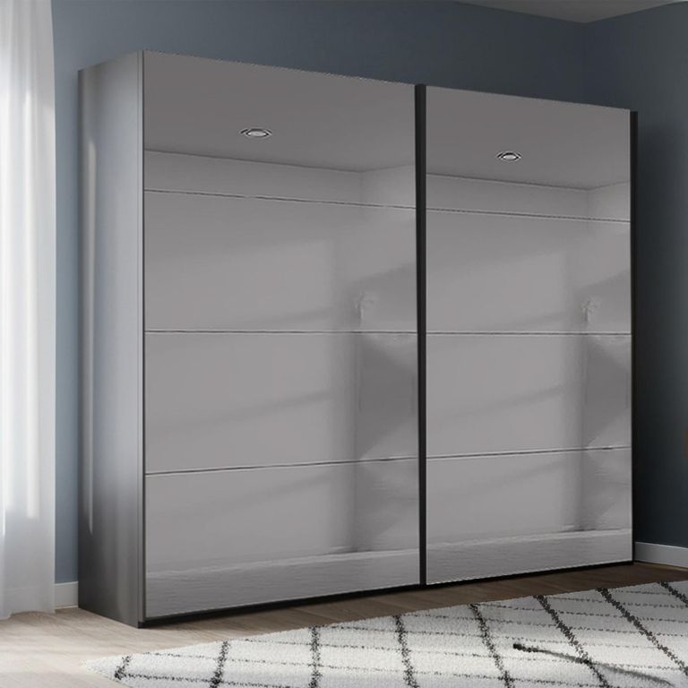 Rauch Beluga Extra 226cm 2 Door Sliding Grey Mirrored Wardrobe - Graphite