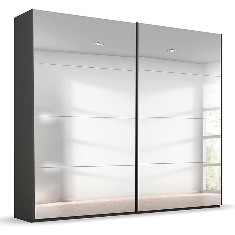 Beluga Extra Sliding Wardrobe - 226cm - 2 Door - Mirrored - Graphite