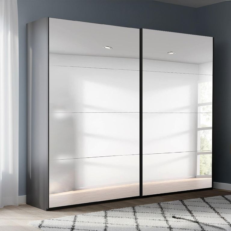 Beluga Extra Sliding Wardrobe - 226cm - 2 Door - Mirrored - Graphite