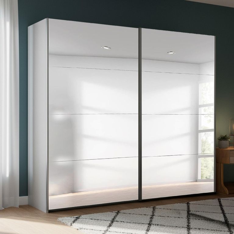 Beluga Extra Sliding Wardrobe - 226cm - 2 Door - Mirrored - Silk Grey