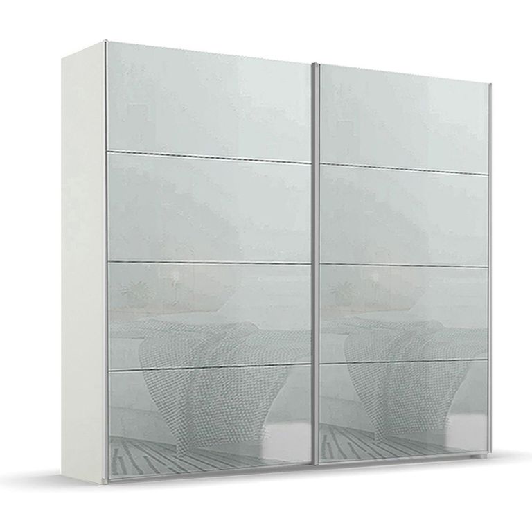 Rauch Beluga Extra 226cm 2 Door Sliding Wardrobe - Alpine White and Silk Grey Glass