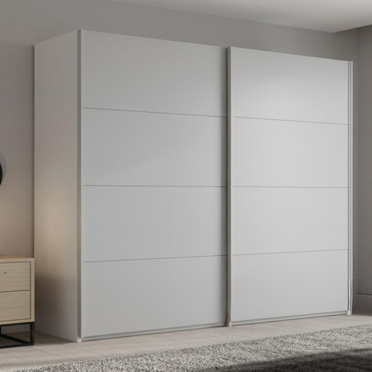 Beluga Extra Sliding Wardrobe - 226cm - 2 Door - Alpine White & Silk Grey
