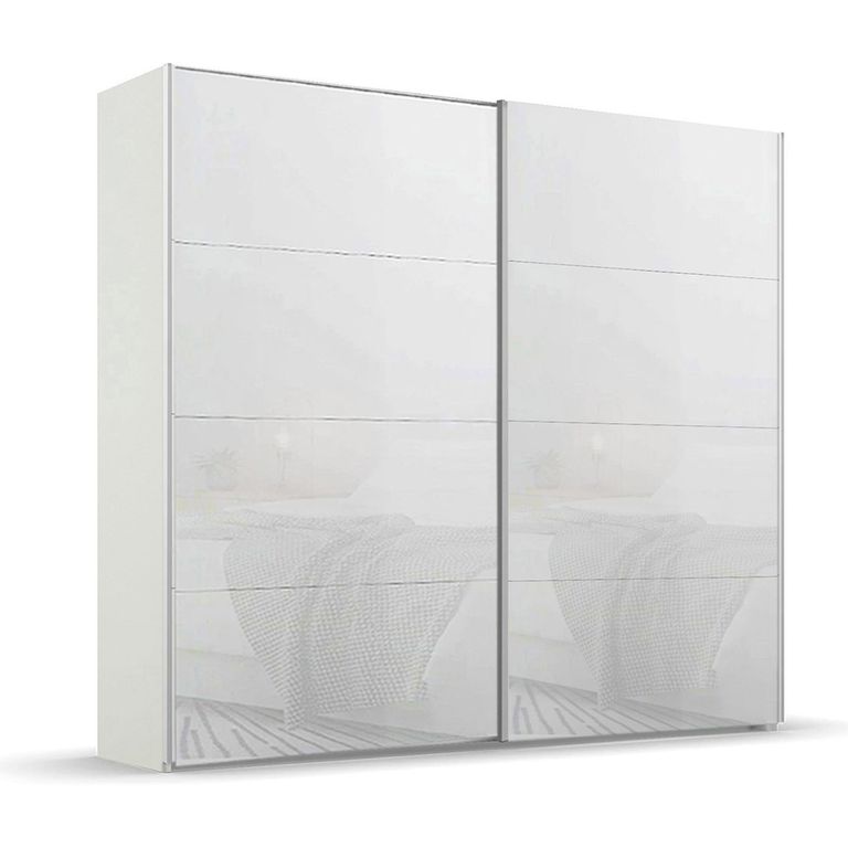 Rauch Beluga Extra 226cm 2 Door Sliding Wardrobe - Alpine White and White Glass
