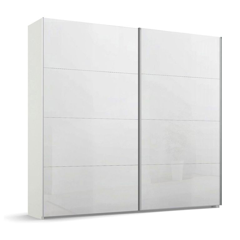Beluga Extra Sliding Wardrobe - 226cm - 2 Door - Alpine White & White High Gloss