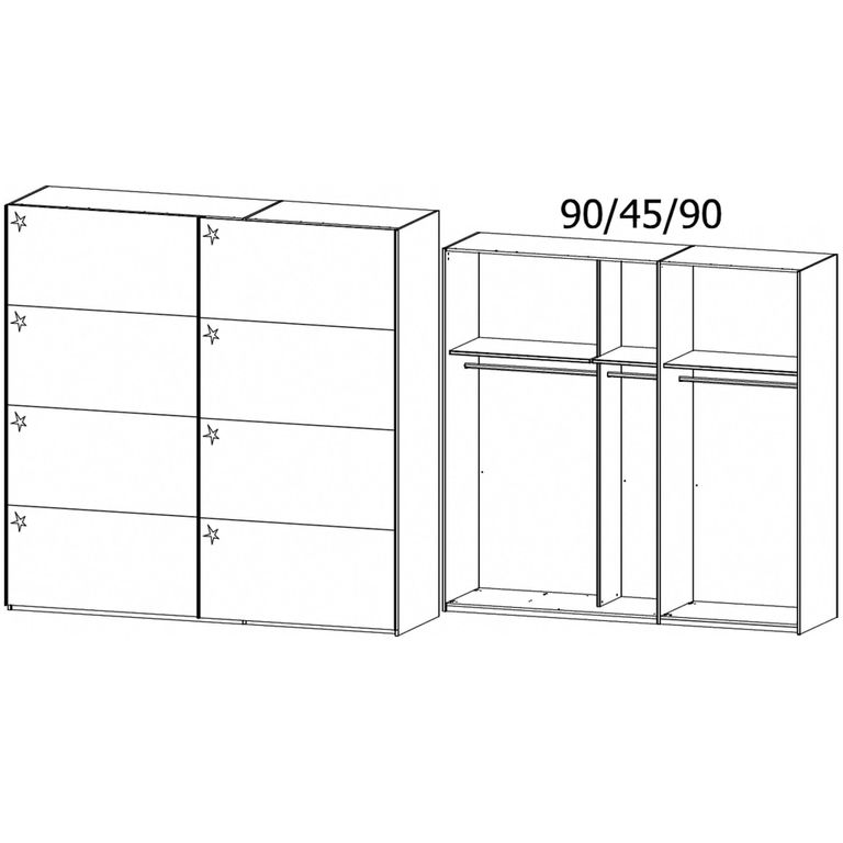 Beluga Extra Sliding Wardrobe - 226cm - 2 Door - Artisan Oak & White High Gloss