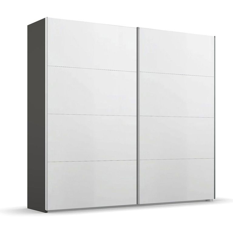 Beluga Extra Sliding Wardrobe - 226cm - 2 Door - Graphite & Alpine White