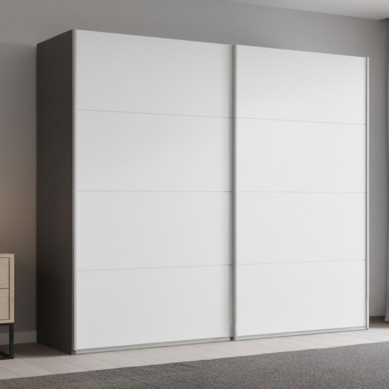Beluga Extra Sliding Wardrobe - 226cm - 2 Door - Graphite & Alpine White