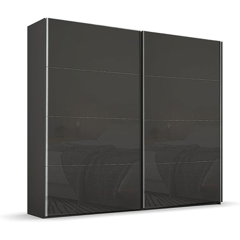 Rauch Beluga Extra 226cm 2 Door Sliding Wardrobe - Graphite and Basalt Glass