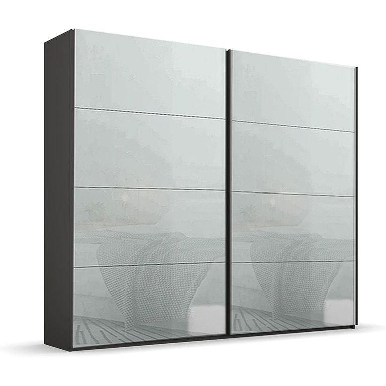 Rauch Beluga Extra 226cm 2 Door Sliding Wardrobe - Graphite and Silk Grey Glass
