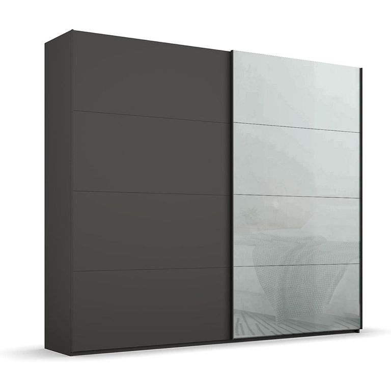 Beluga Extra Sliding Wardrobe - 226cm - 2 Door - Graphite & Silk Grey Glass Front